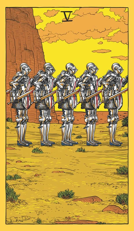 King in Yellow Tarot Five Of Swords