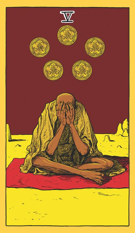 King in Yellow Tarot Five Of Coins
