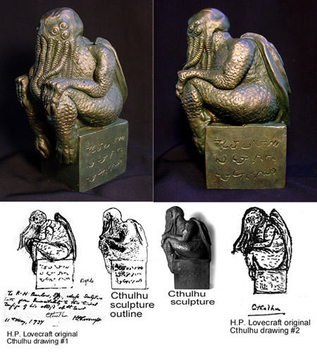 Cthulhu Statuette (Replikat) - nach H.P. Lovecrafts Handzeichnung