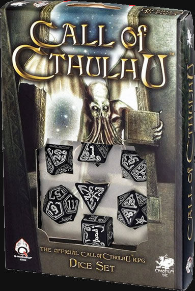 Cthulhu Wrfelset (Glow-in-the-Dark auf Schwarz) - 1W4 - 1W6 - 1W8 - 2W10 - 1W12 - 1W20 - 2W10