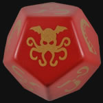 gigantischer Cthulhu Wrfel fr das Cthulhu Dice game in Gold auf Rot.