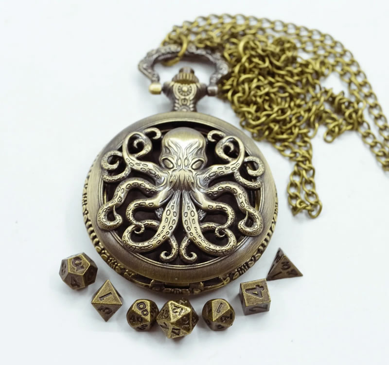 Wrfelset Cthulhu Amulett mit 7 Wrfeln (Metall)